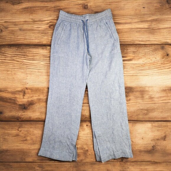 Athleta Retreat Wide Leg Linen Pants Women 4 Chambray Blue Relaxed Resortwear - Picture 3 of 13